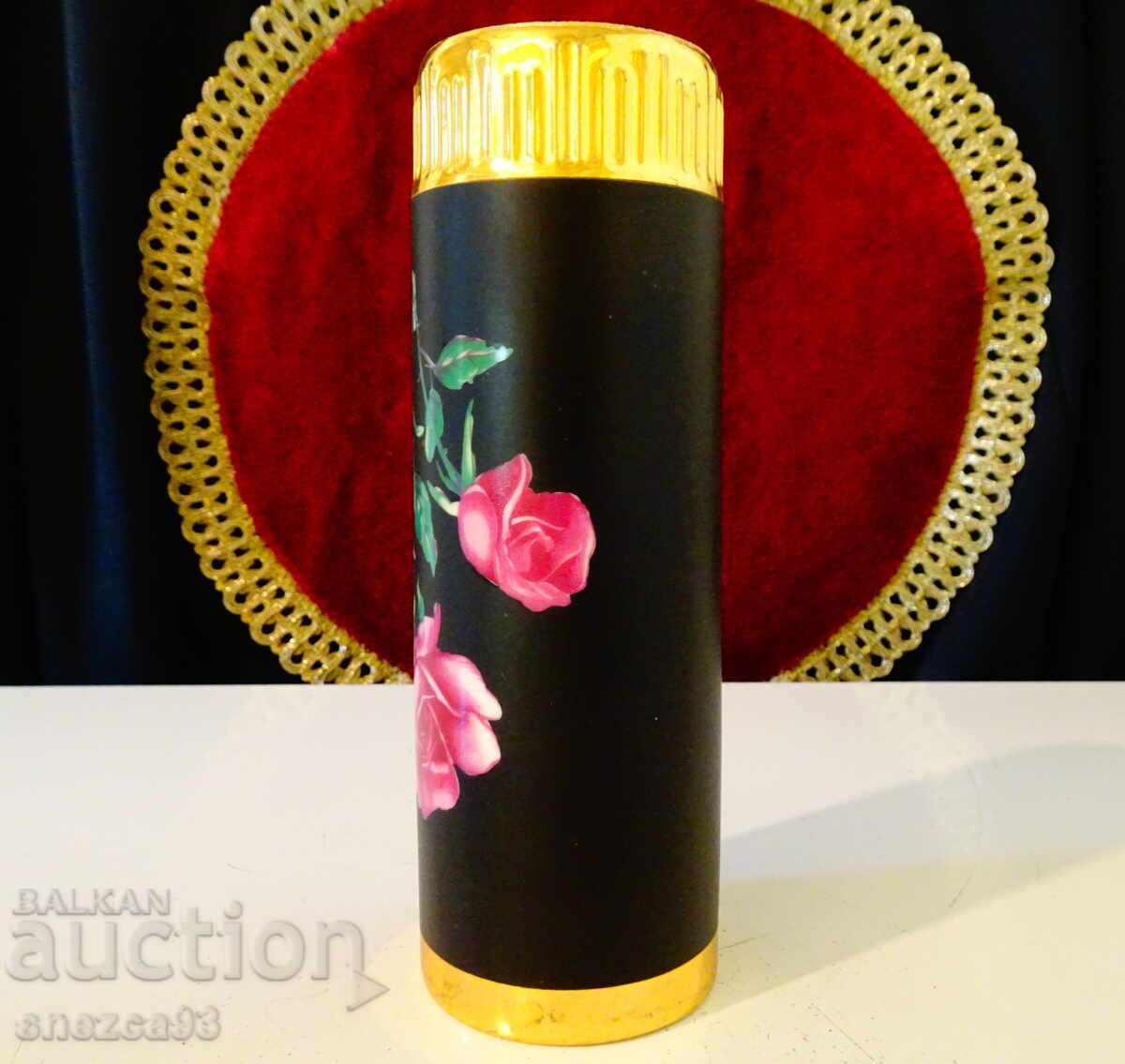 Licitație Vază porțelan bavarez, Aur 24k, trandafir