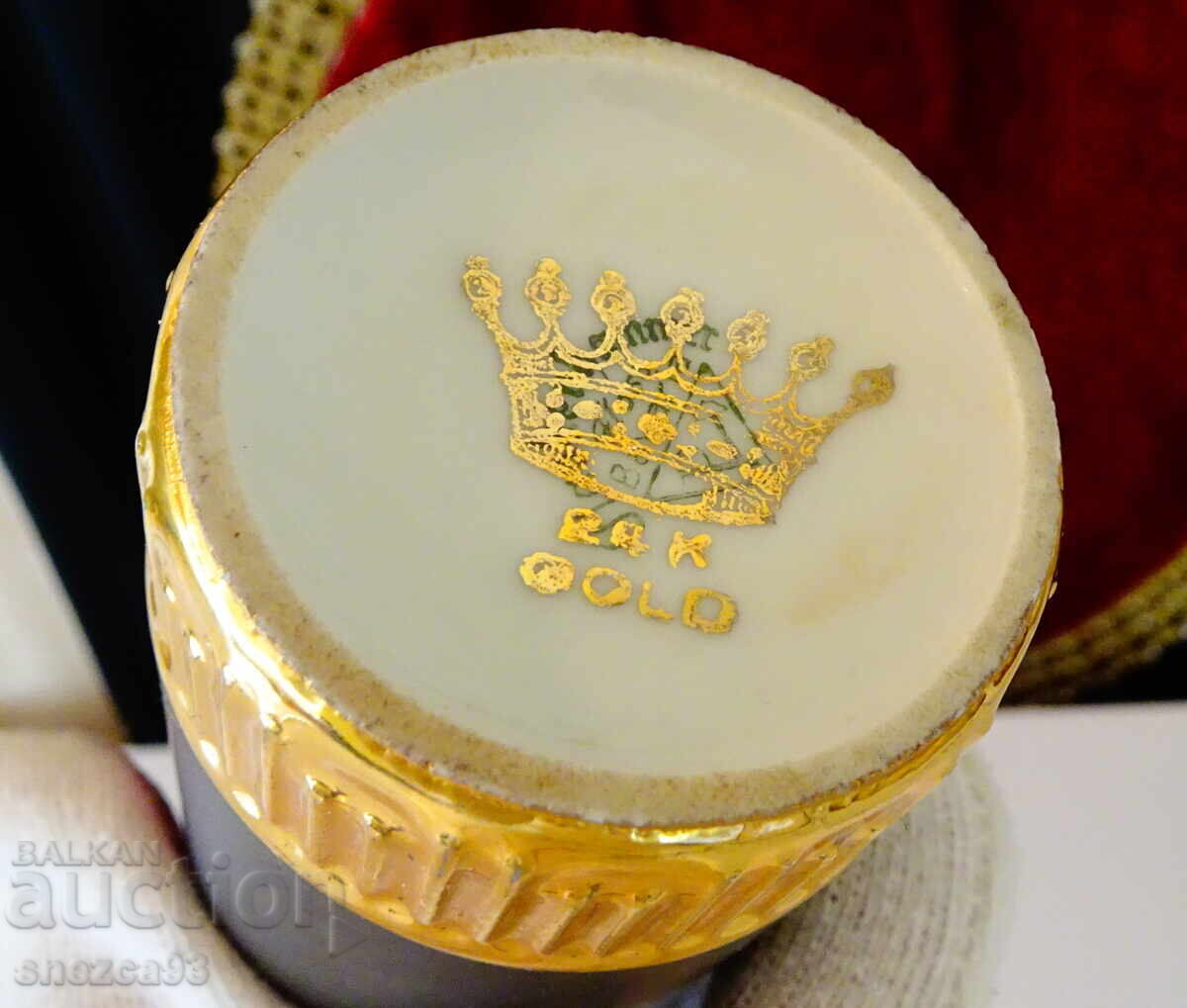 Vază porțelan bavarez, Aur 24k, trandafir - 5