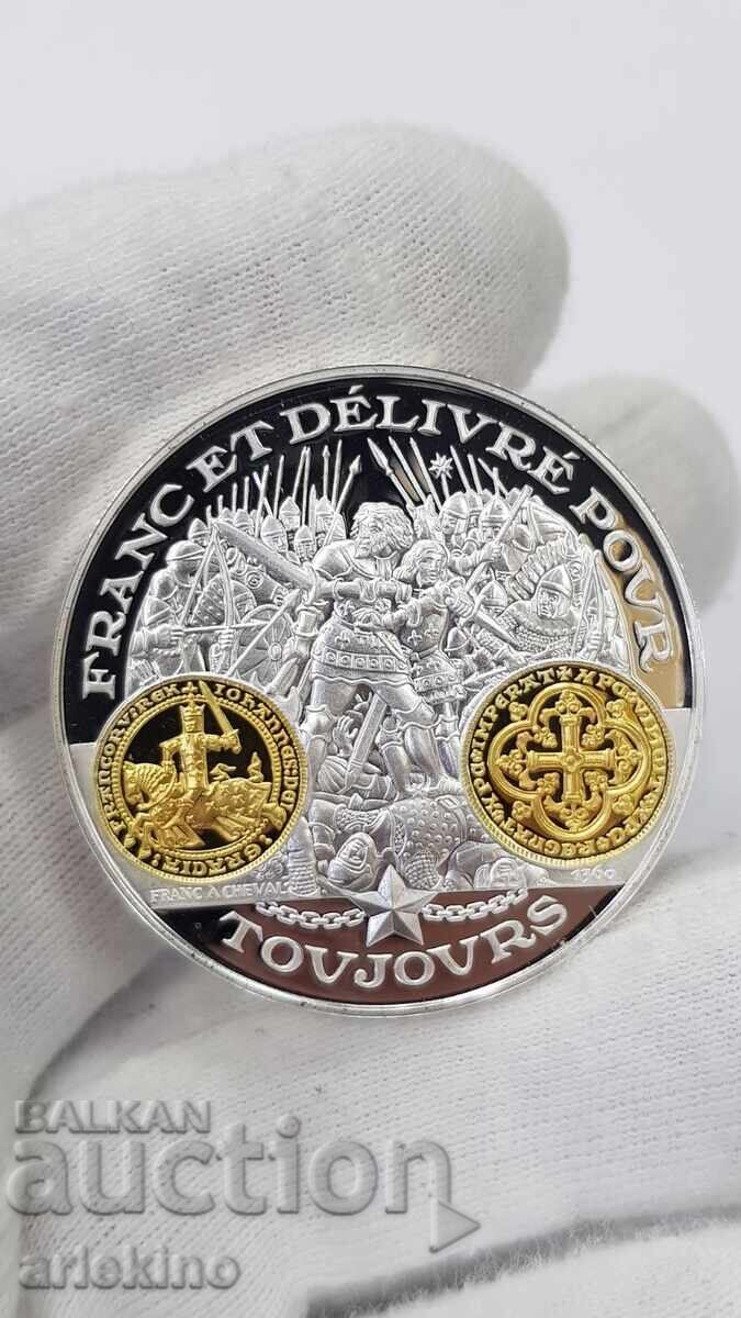 Collectible Silver, Gold-plated Coin, Medal France 999 AD