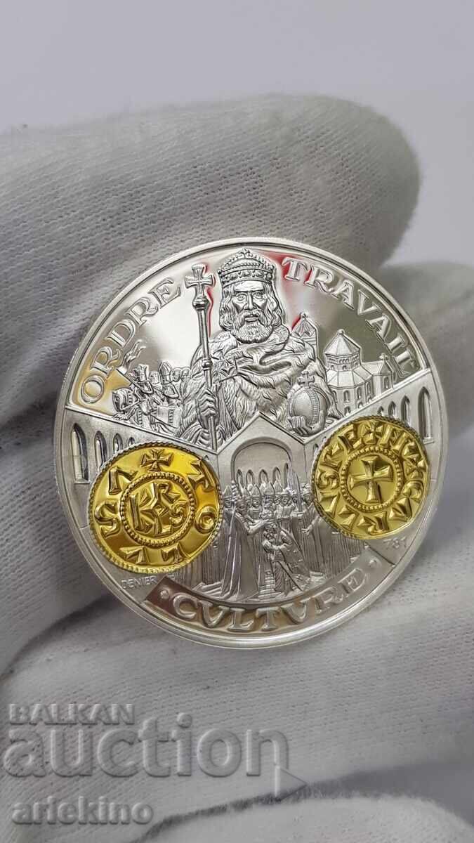 Auction Collectible Silver, Gold-plated Coin, Medal France 999 AD Auction Collectible Silver, Gold-plated Coin, Medal France 999 AD