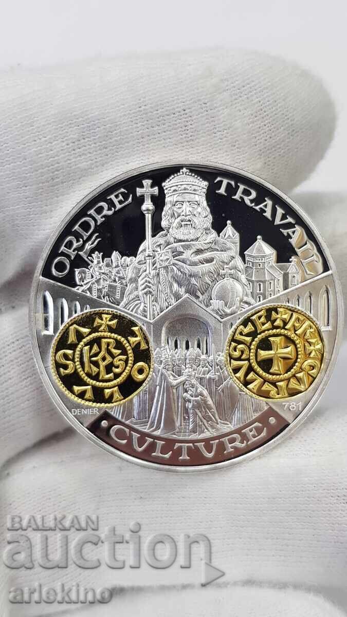 Collectible Silver, Gold-plated Coin, Medal France 999 AD Collectible Silver, Gold-plated Coin, Medal France 999 AD
