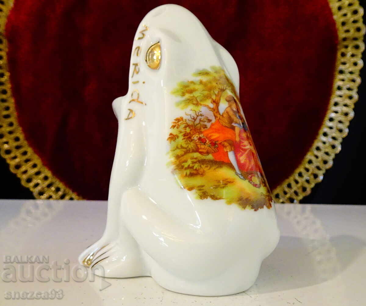 Porcelain Frog Figure, Fragonard, Painting by A. Watteau