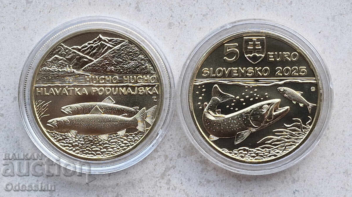 Slovacia • 5 euro • Somonul Dunării • 2025 • UNC Slovacia • 5 euro • Somonul Dunării • 2025 • UNC