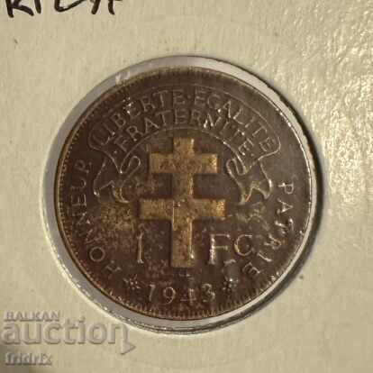 Franc Ecuatorial African / Equatorial Africa 1 franc 1943
