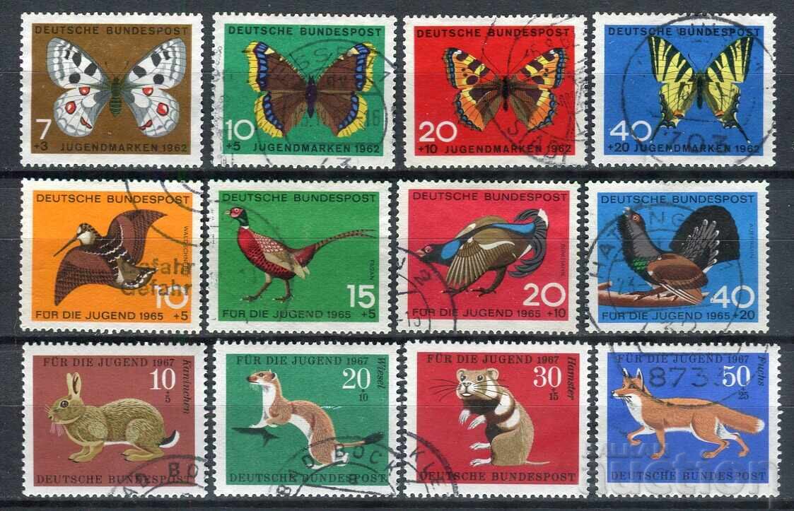 Германия/ФРГ 1962-67г. Used - Фауна, птици, пеперуди