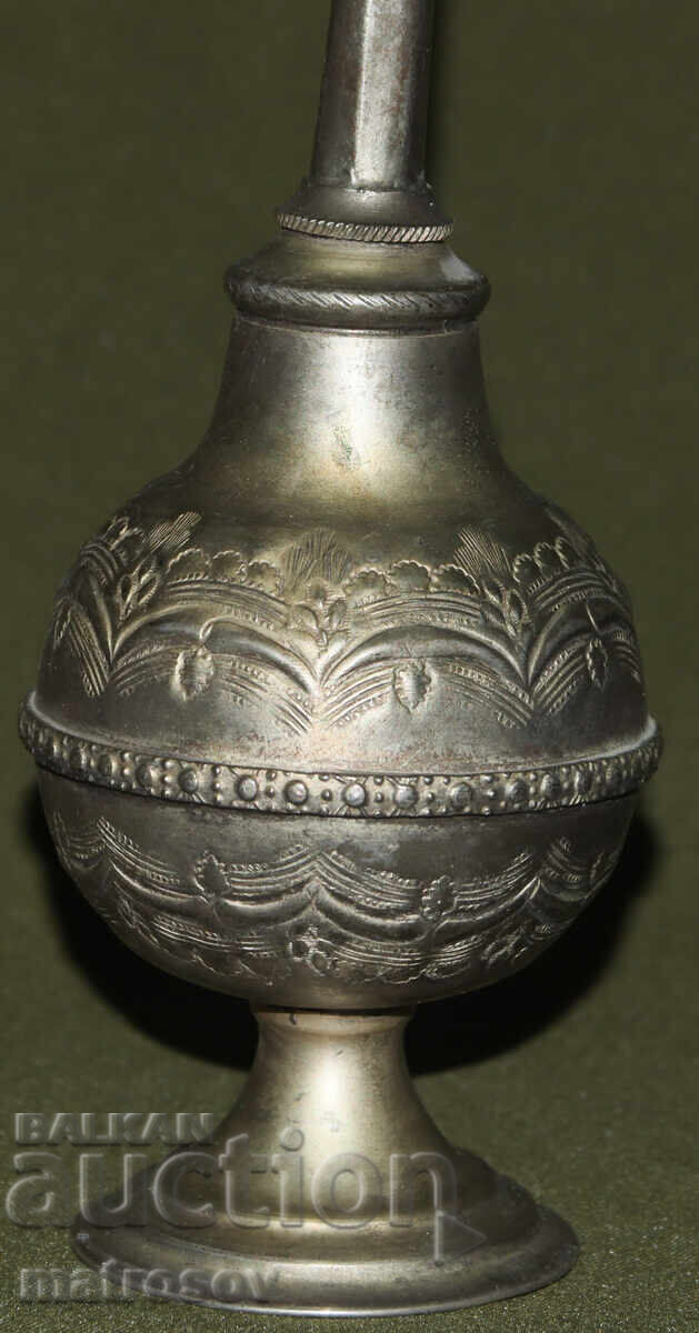 Auction  Old silver-plated handmade container for perfume, rose water