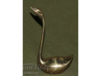 Statuetă decorativă din alamă, figurină lebădă