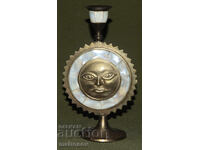 Sfeșnic din alamă cu sidef, soare