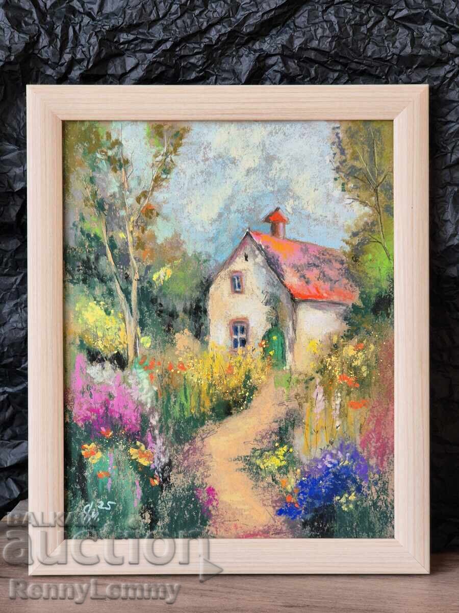 The House with the Green Door, Original Painting with price 120.00 BGN | € 61.36 The House with the Green Door, Original Painting with price 120.00 BGN | € 61.36