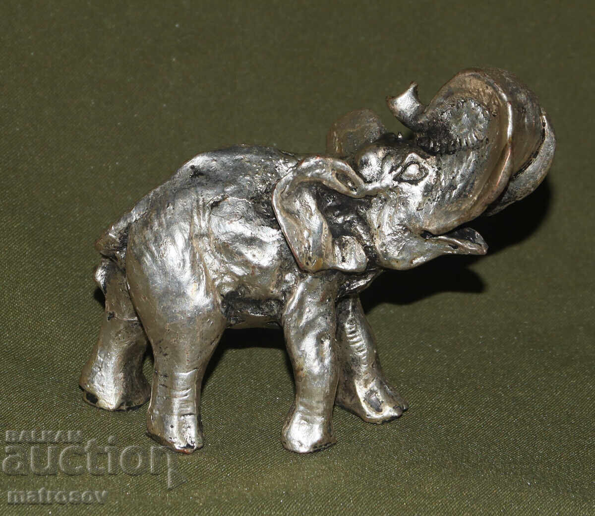Silver-plated small decorative elephant figurine