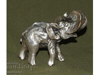 Figurină decorativă mică, argintată, elefant