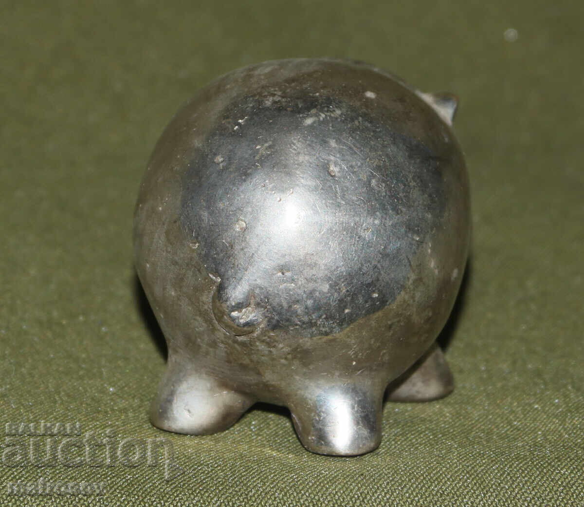 Посребрена малка декоративна фигурка прасенце - 5