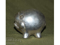 Figurina decorativă mică, argintată, porcușor