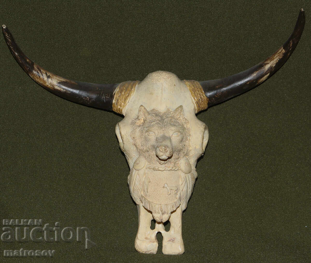 Δημοπρασία Σκούλπτρα φιγούρα κόκαλο κρανίο Κεφαλή λύκου