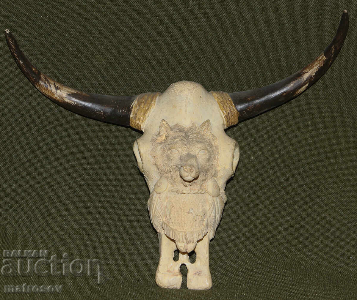 Σκούλπτρα φιγούρα κόκαλο κρανίο Κεφαλή λύκου