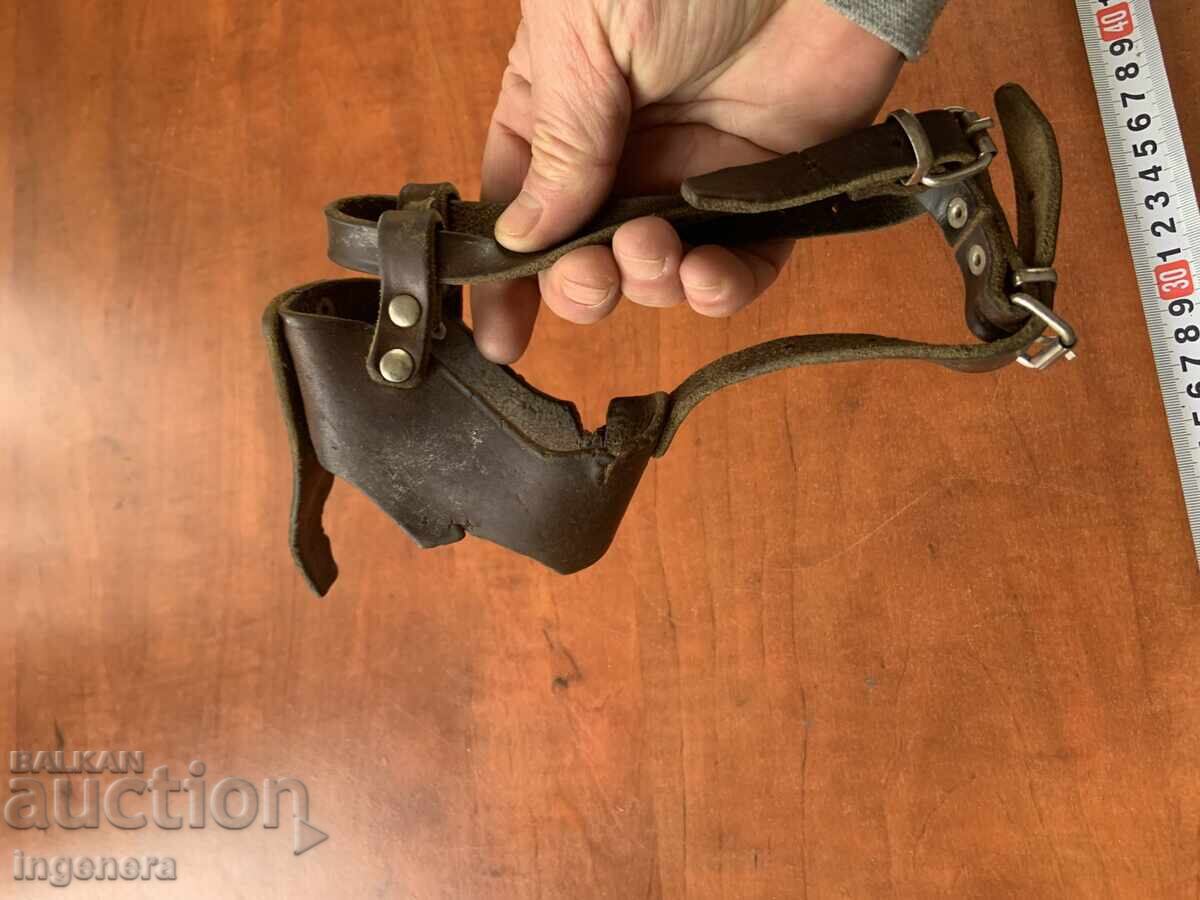 Παράδοση Προστατευτικό ρύγχους και λουρί για μικρό σκύλο, δέρμα