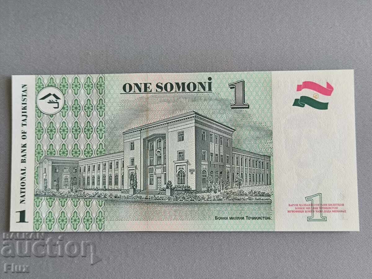 Банкнота - Таджикистан - 1 сомони UNC | 1999г. с цена 4.75 лв. | € 2.43