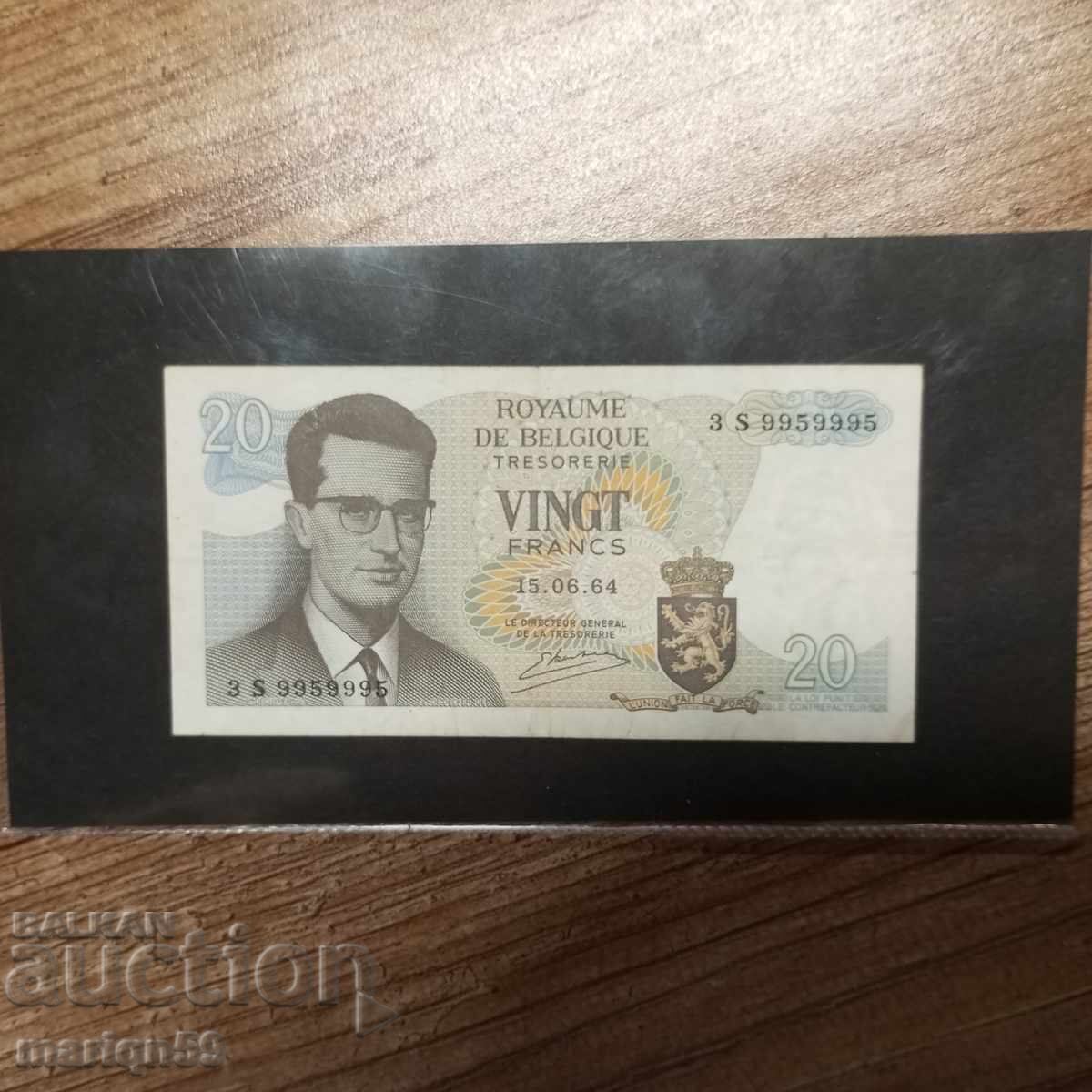 Βέλγιο 20 φράγκα - 1964