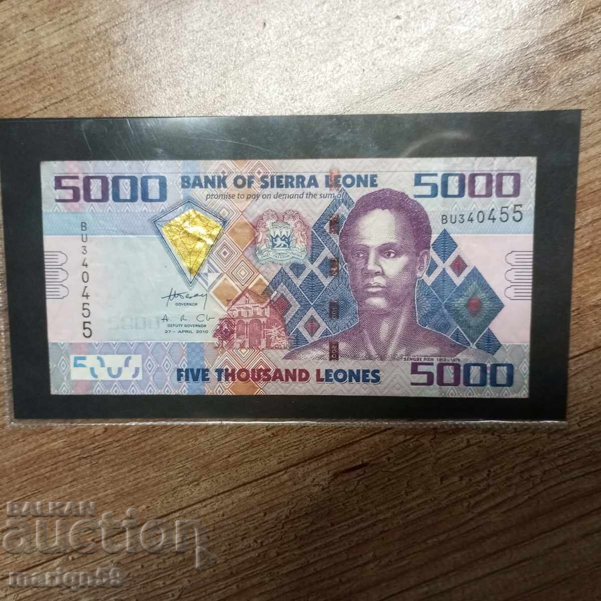 5,000 Leone Sierra Leone 2010 5,000 Leone Sierra Leone 2010