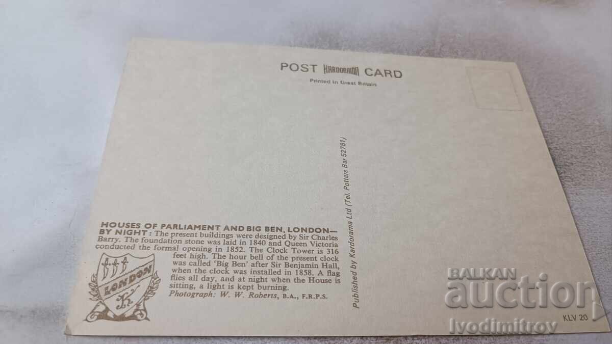 Postcard London The Houses of Parliament and Big Ben with price 0.85 BGN | € 0.43