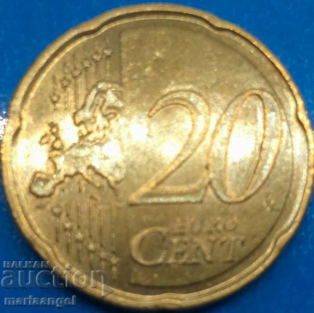 20 euro cents 2008 Malta brass with price 4.00 BGN | € 2.05
