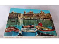 Postcard Vittoriosa, Malta St. Lawrence Church