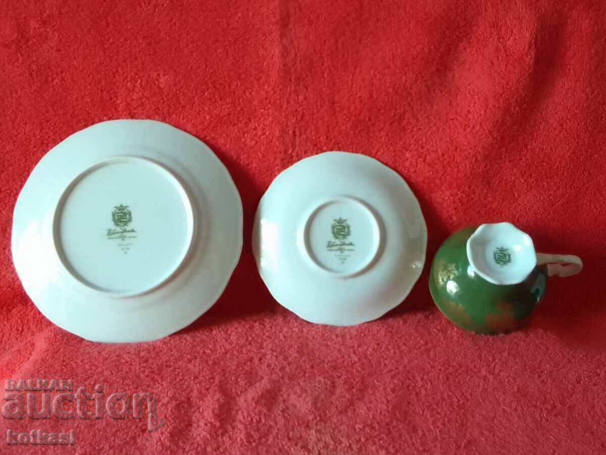 Παράδοση Παλιό σετ τριών τεμαχίων WEIMAR Katharina - φλιτζάνι, 2 πιάτα Germany GDR