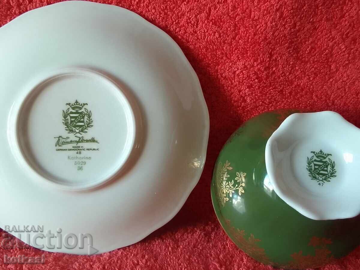 Παλιό σετ τριών τεμαχίων WEIMAR Katharina - φλιτζάνι, 2 πιάτα Germany GDR - 5