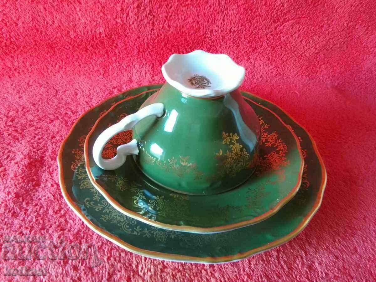 Παλιό σετ τριών τεμαχίων WEIMAR Katharina - φλιτζάνι, 2 πιάτα Germany GDR - 6