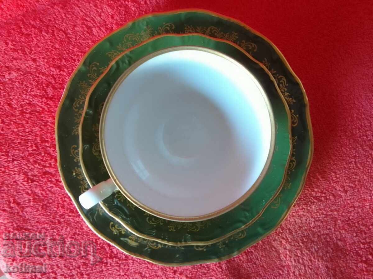 Παλιό σετ τριών τεμαχίων WEIMAR Katharina - φλιτζάνι, 2 πιάτα Germany GDR - 7