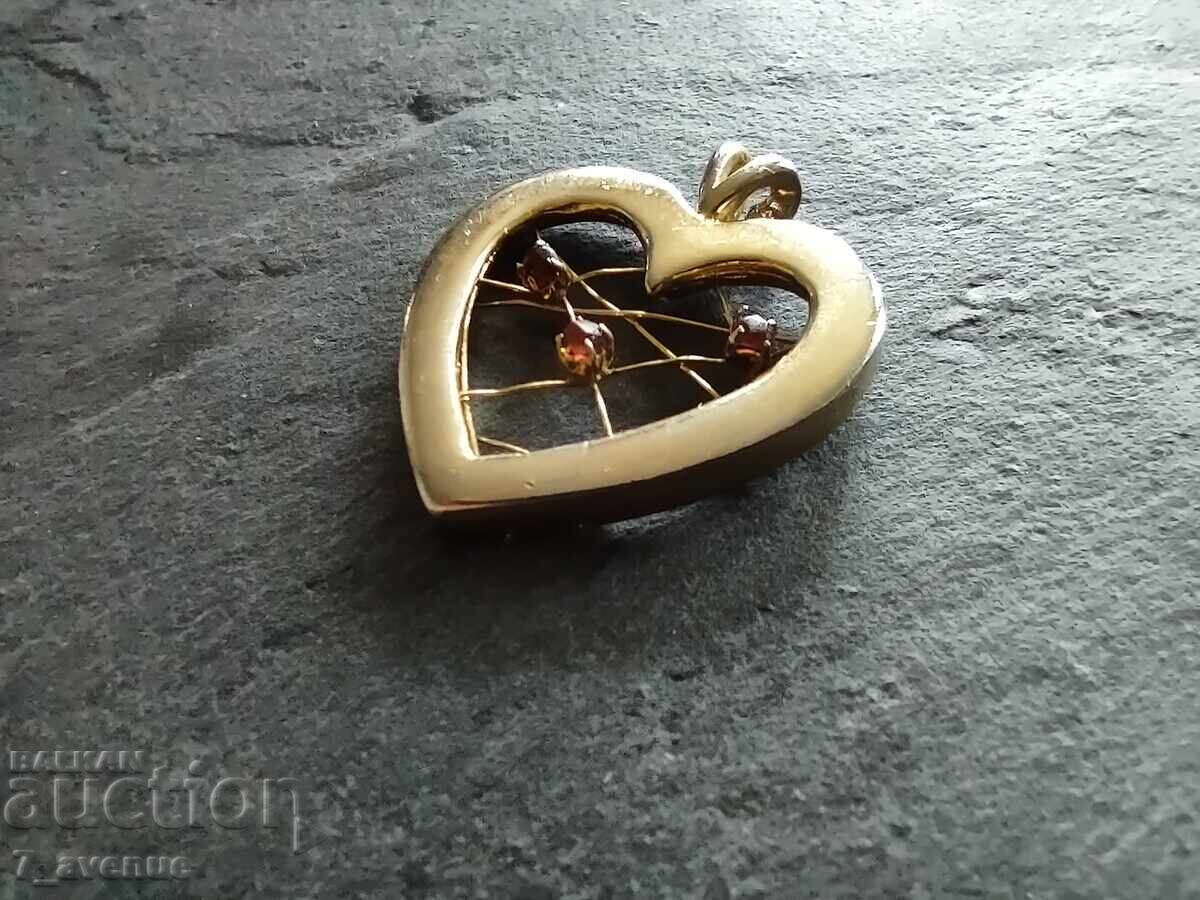 Heart pendant with stones: Garnet, beautiful craftsmanship 26.10.25 with price 49.00 BGN | € 25.05