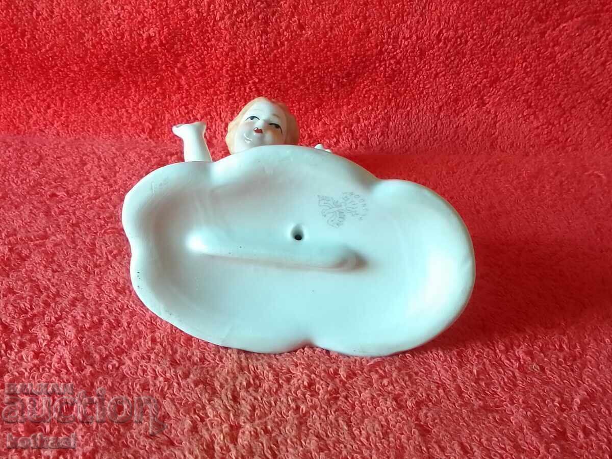 Old porcelain figure of a child, boy playing with a dog - 6