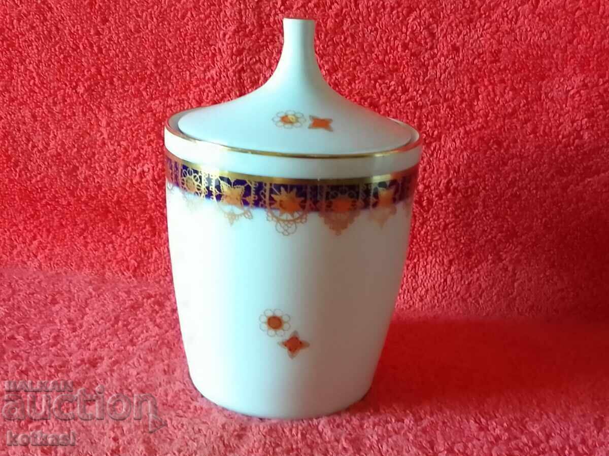 Стара порцеланова купа захарница Кобалт позлата  JLMENAU