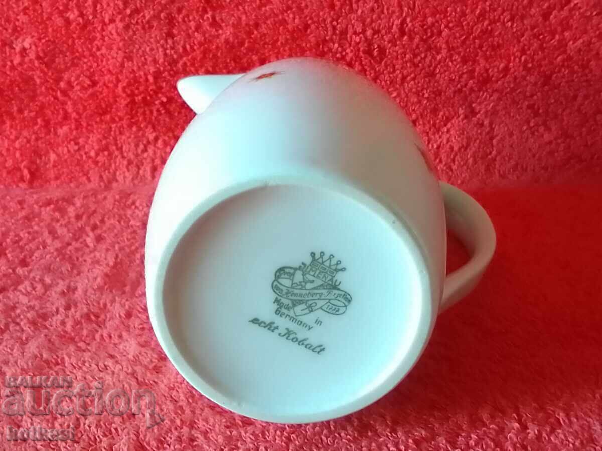 JLMENAU Παλιά πορσελάνινη κανάτα λατιέρα κοβάλτιο επιχρύσωση Γερμανία - 6