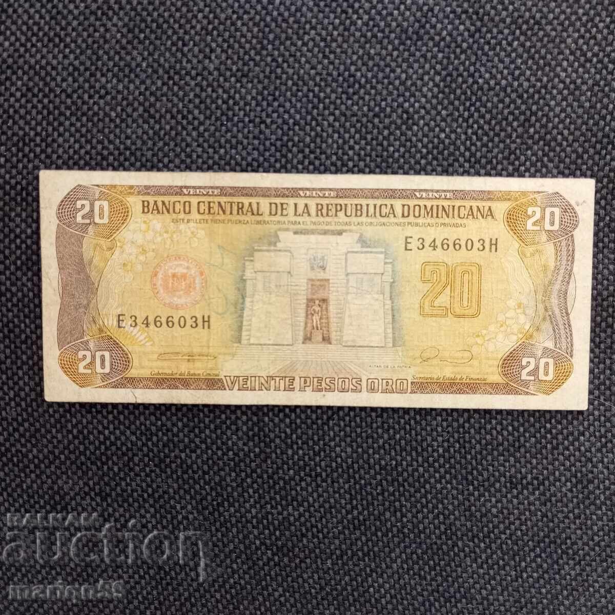 RARĂ - Republica Dominicană 20 pesos 1990 RARĂ - Republica Dominicană 20 pesos 1990