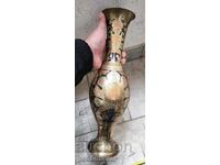 Vasă solidă din bronz gravată manual cu ornamente florale