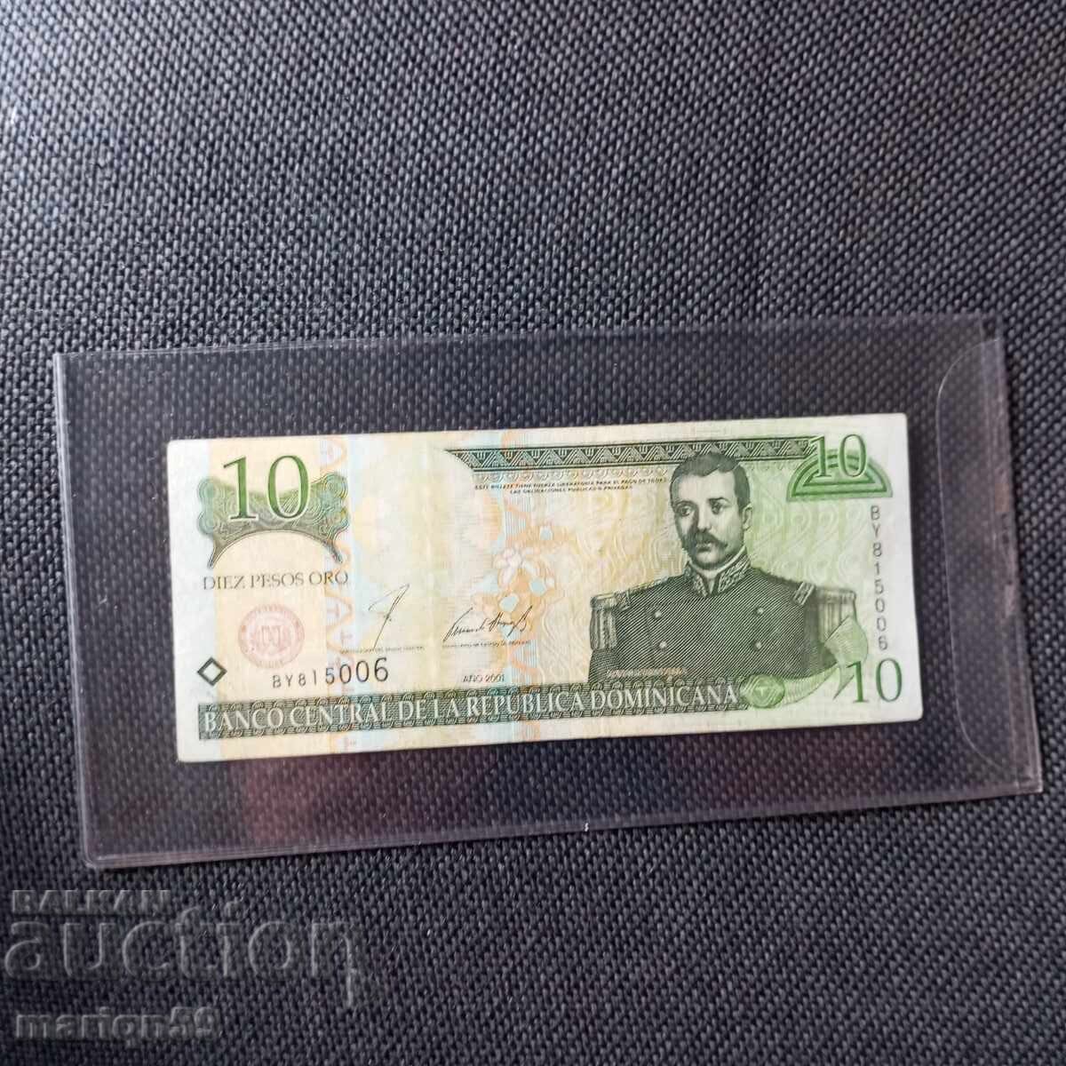 Republica Dominicană -10 pesos 2001