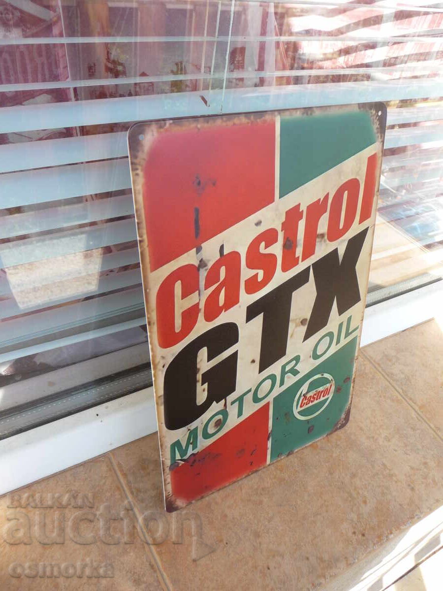 Metal Sign Motor Oil Castrol GTX motor oil can change with price 18.00 BGN | € 9.20