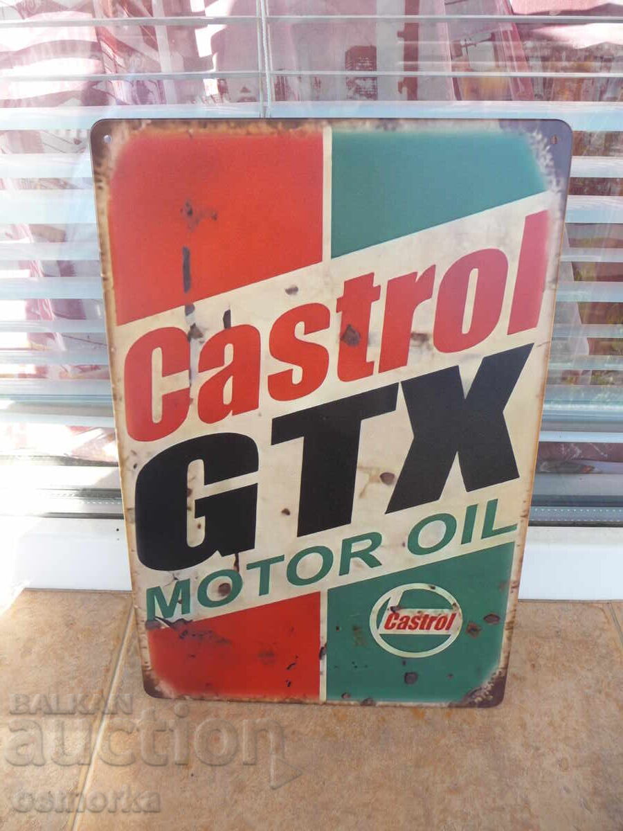 Metal Sign Motor Oil Castrol GTX motor oil can change