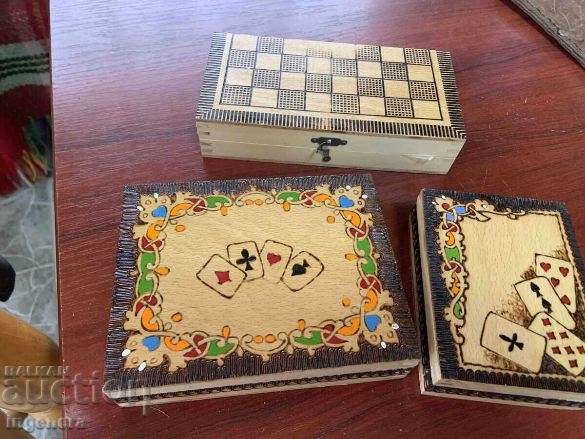 Livrarea CUTII DIN LEMN ȘAH BRIDGE PIROGRAFIE DESEN AMBALATE NOI