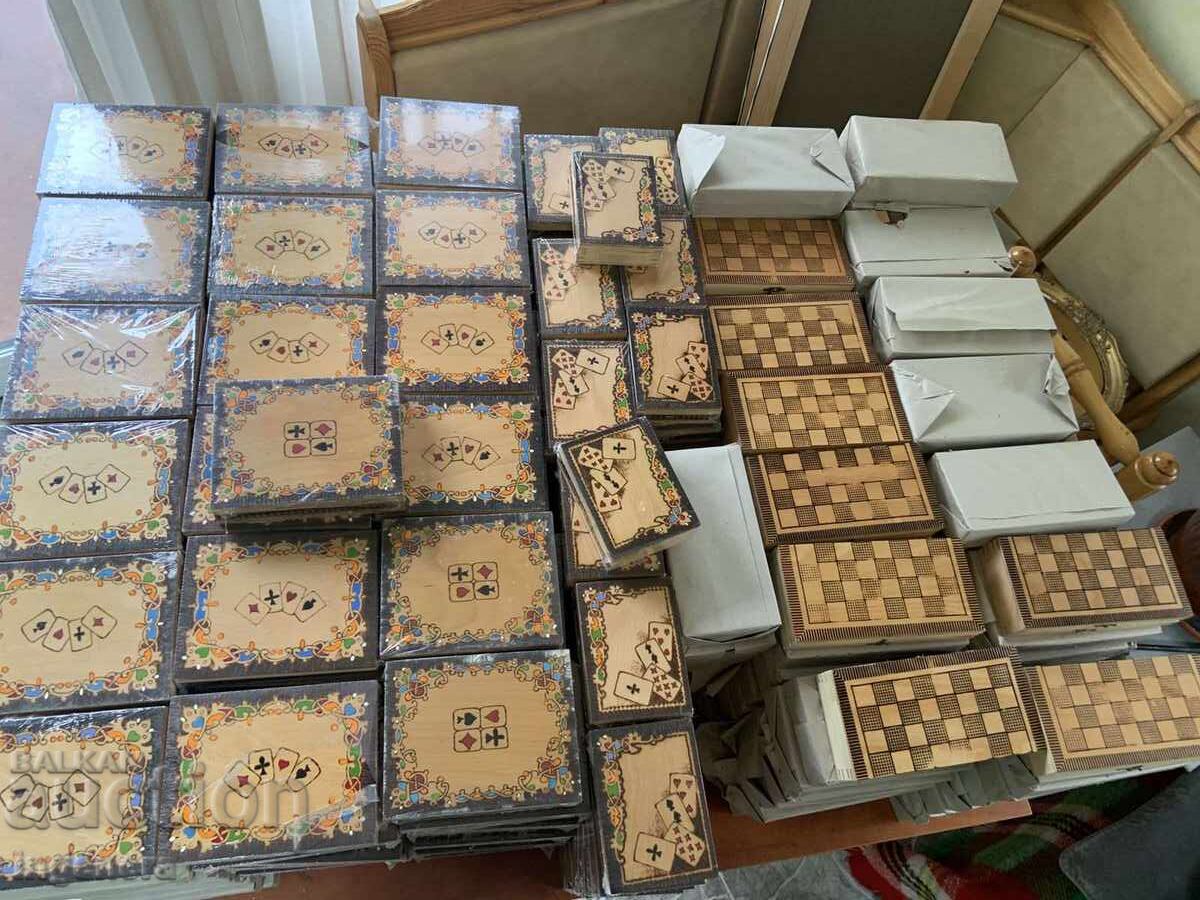 CUTII DIN LEMN ȘAH BRIDGE PIROGRAFIE DESEN AMBALATE NOI