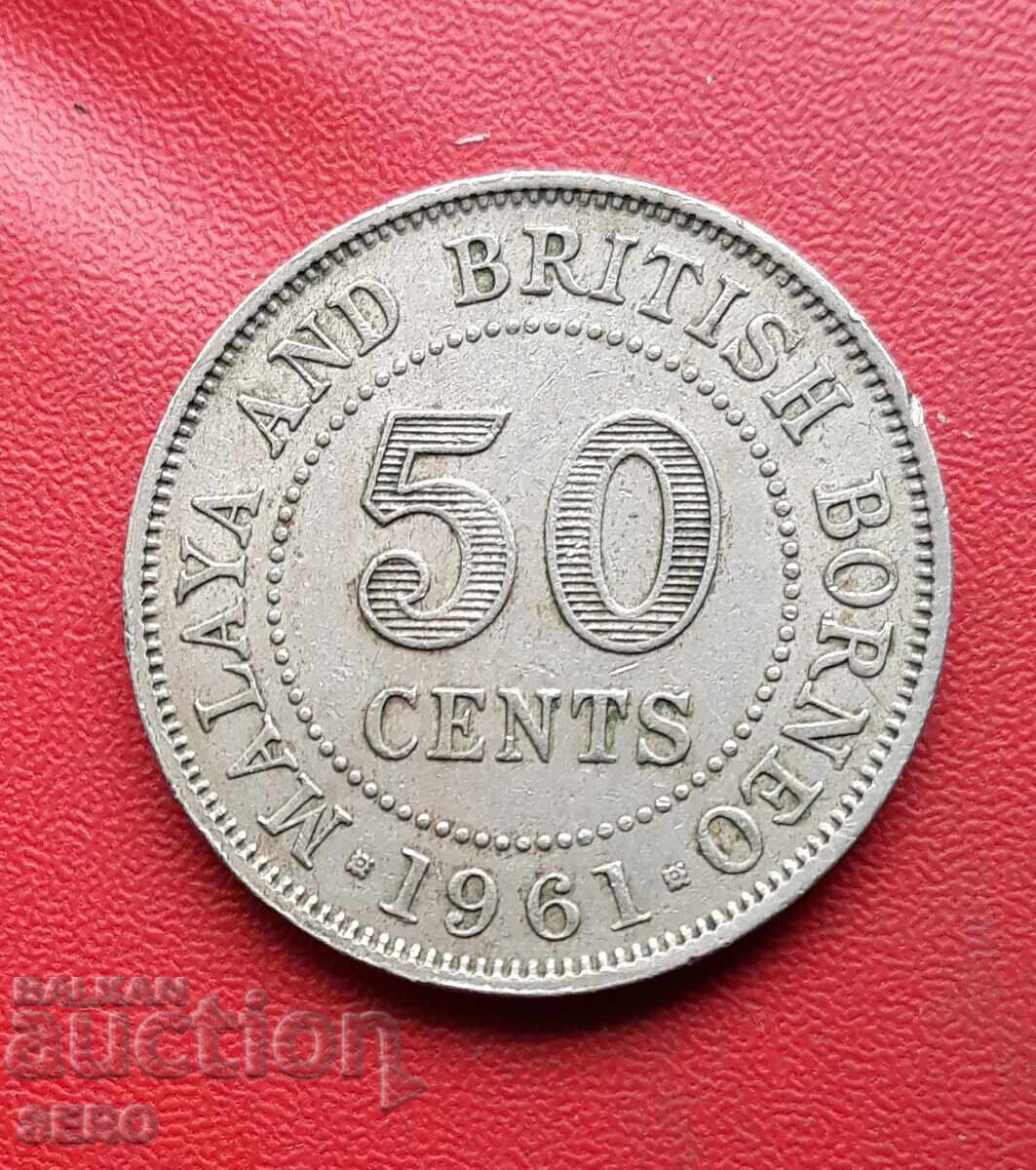 British Borneo and Malaya - 50 Cents 1961 British Borneo and Malaya - 50 Cents 1961