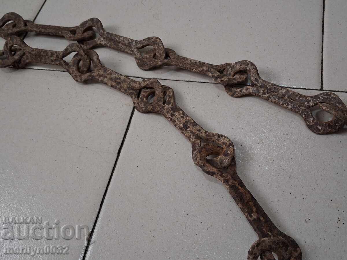 Old Wrought Iron Hearth Chain Wrought Iron Hook Chain - 6 Old Wrought Iron Hearth Chain Wrought Iron Hook Chain - 6