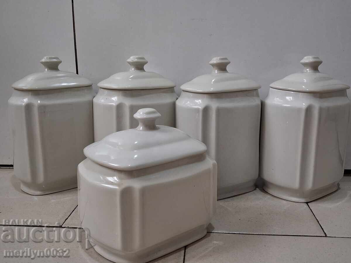 Set de porțelan bulgăresc, 5 piese, porțelan pentru condimente, R.P.B