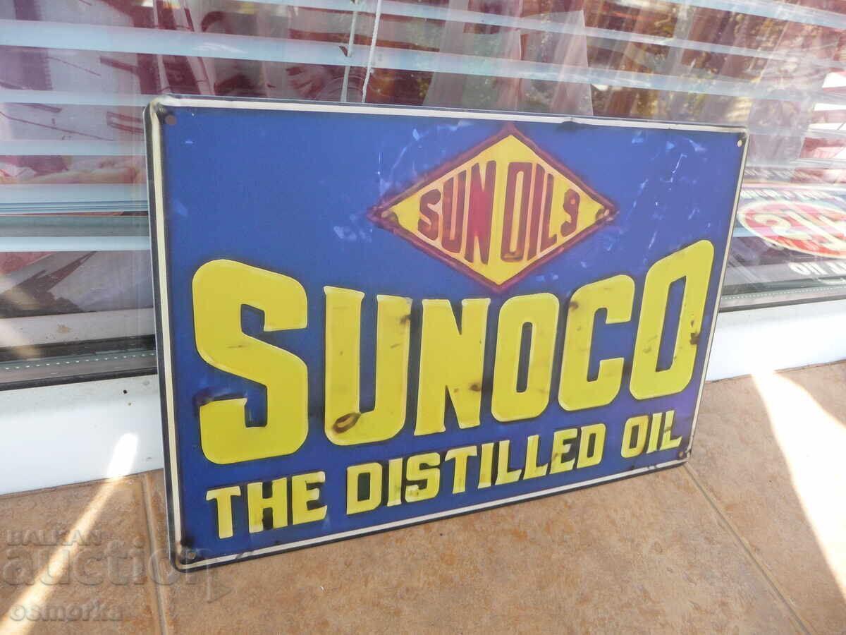 Metal sign Sunoco motor oil oil change can barrel f with price 18.00 BGN | € 9.20