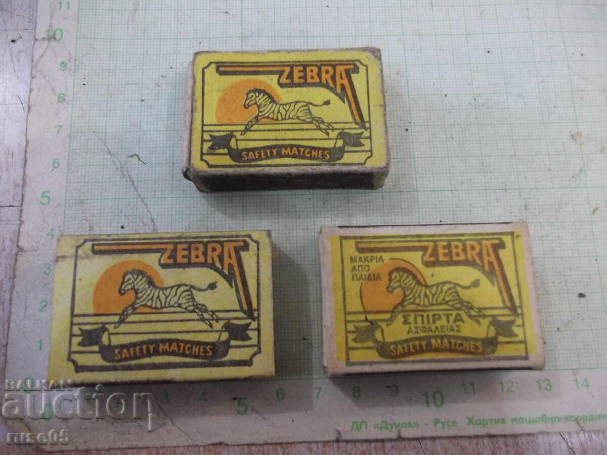 Lot de 3 cutii de chibrituri "ZEBRA"