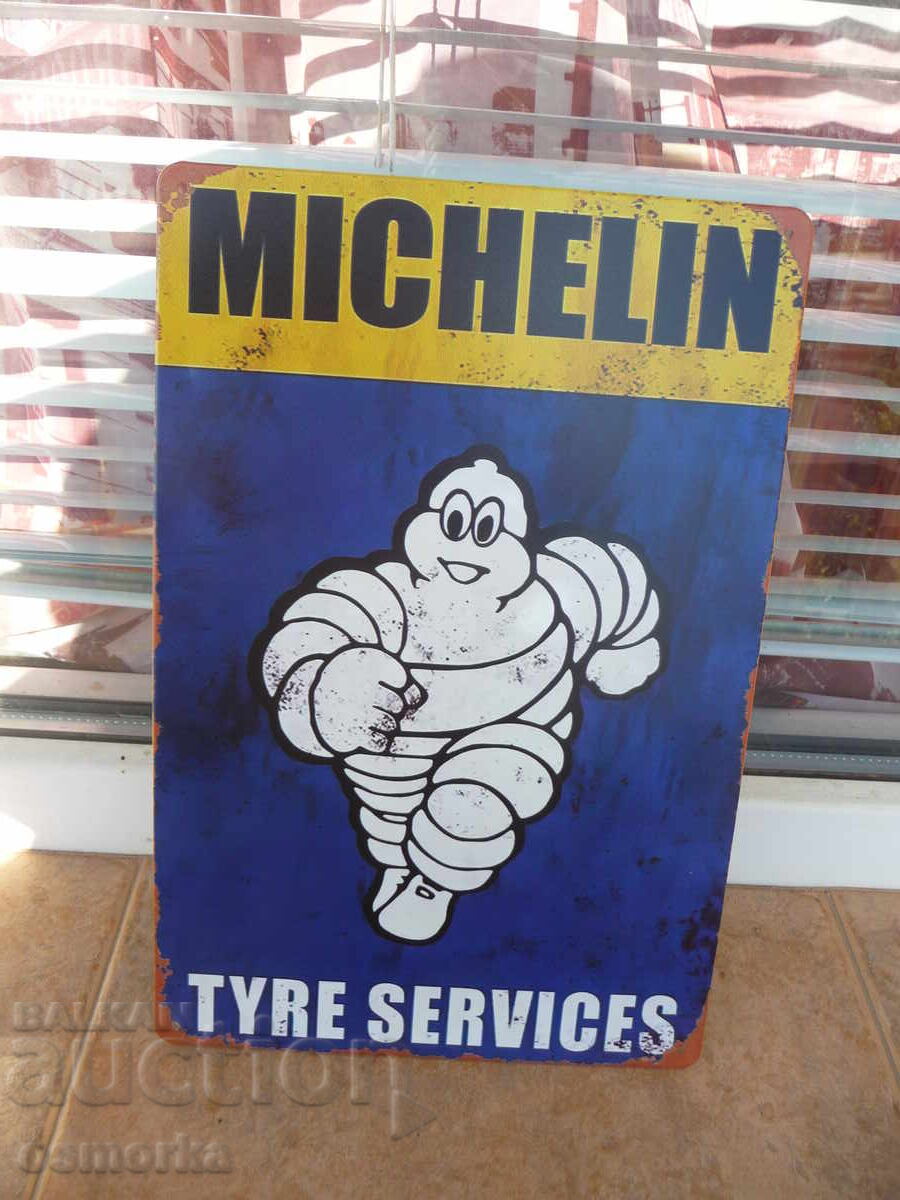 Michelin tire service metal sign for winter tire change, deep tread