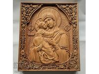 ΜΟΝΑΔΙΚΗ ΕΙΚΟΝΑ ΞΥΛΟΓΛΥΠΤΗ, ΤΗΣ ΠΑΝΑΓΙΑΣ ΜΕ ΤΟΝ ΧΡΙΣΤΟ