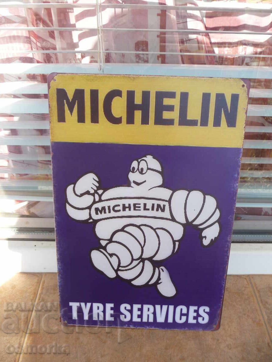 Μεταλλική πινακίδα Michelin σέρβις για ελαστικά αλλαγή χειμερινά καλοκαιρινά βουλ