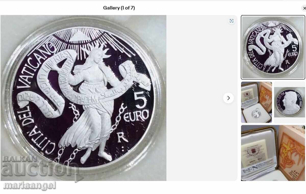 Vatican 5 euro 2011 Benedict XVI UNC PROOF certificate box with price 129.01 BGN | € 65.96